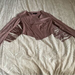 Forever 21 Mauve Fringe Blouse.  Jacket Small Brown cow girl style. Pre-owned